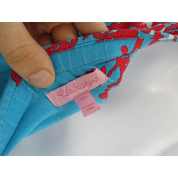 Lilly Pulitzer Jules Strapless Maxi Dress Turquoise Coral Cascade Womens XS - Picture 4 of 5